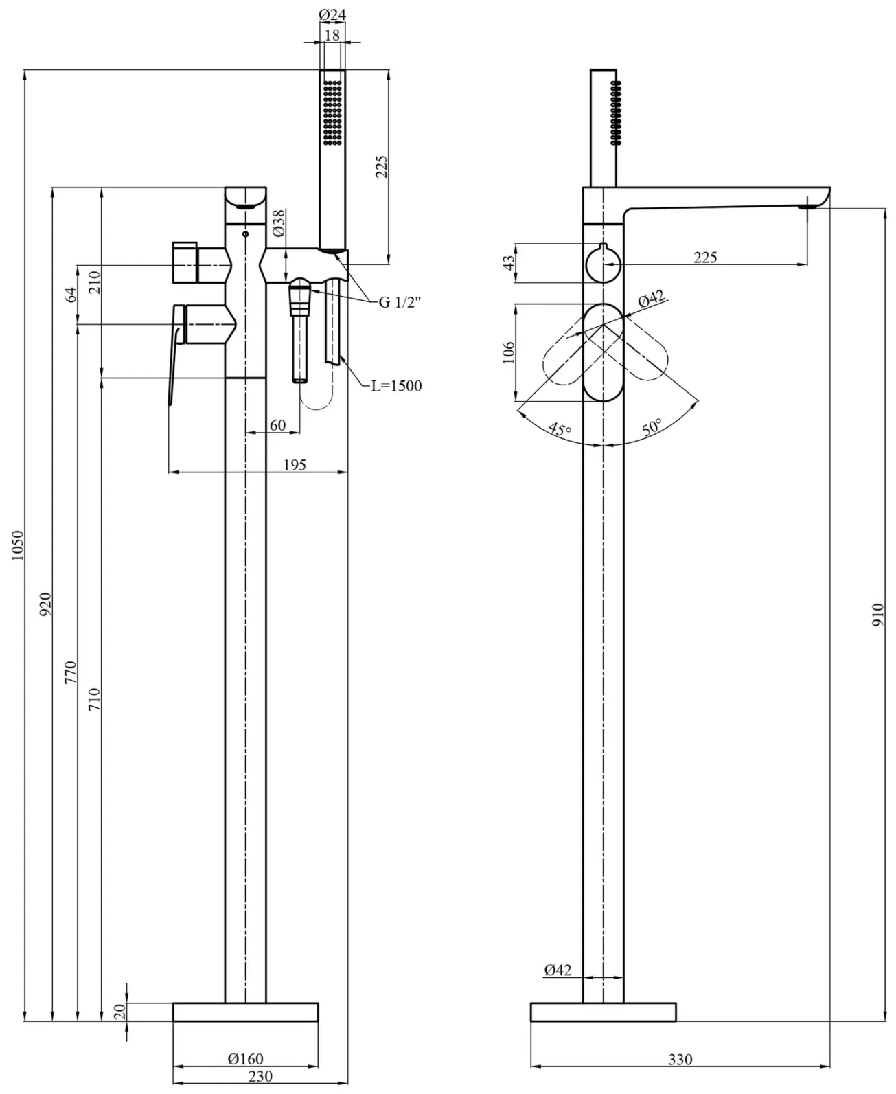 Смеситель для ванны Kroner Element 211339-3801 Фото - 1